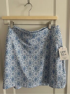 Cabana Life Blue and White Printed Pickleball/Tennis Active Skort